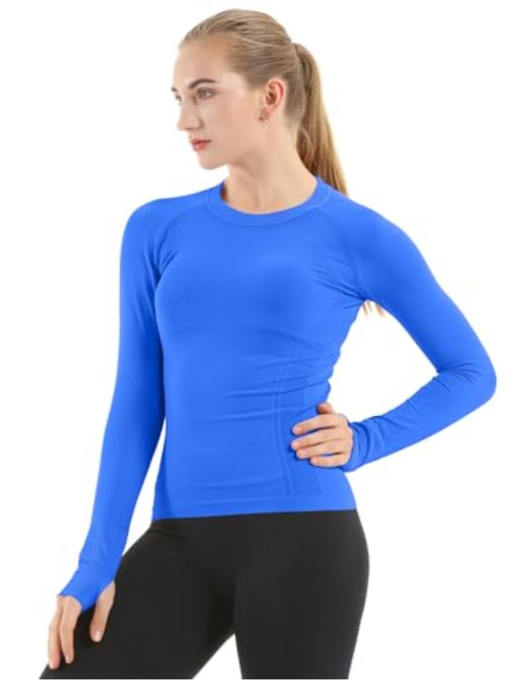 Seamless Long Sleeve Yoga Top Women Athletic Compression Shirt Breathable